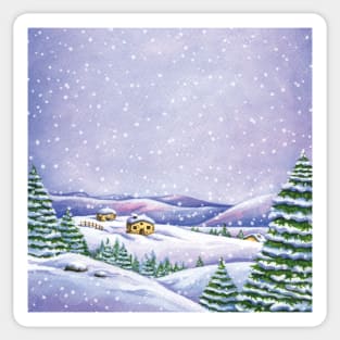 Whimsical winter landscape Sticker